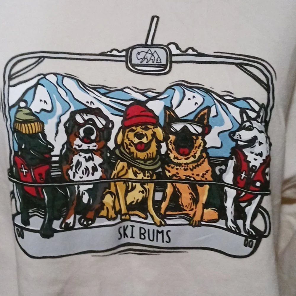 Wild Tribute- Ski Bums Women's Cream Graphic Hoodie - Picture 3 of 13